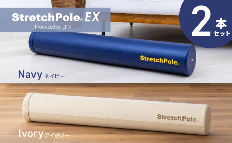 100F078 【LPN社製】ストレッチポールEX 2本セット（ネイビー