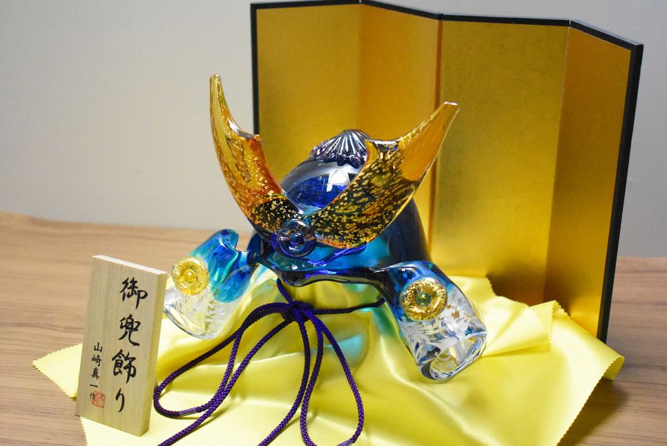 楽天市場】ガラスの兜 ガラス兜 ichi 節句飾り glass（イチグラス）海色の兜 子どもの日