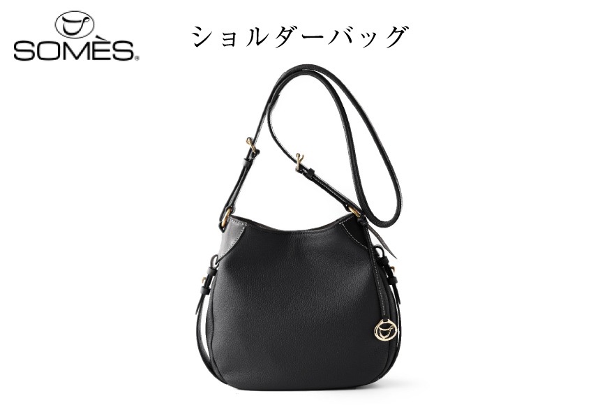 美品 ソメスサドル ショルダーバッグ メッセンジャー レザー 斜めがけ 黒 SOMES ショルダーバッグ クロスボディ ショルダー（ブラック）IL-47