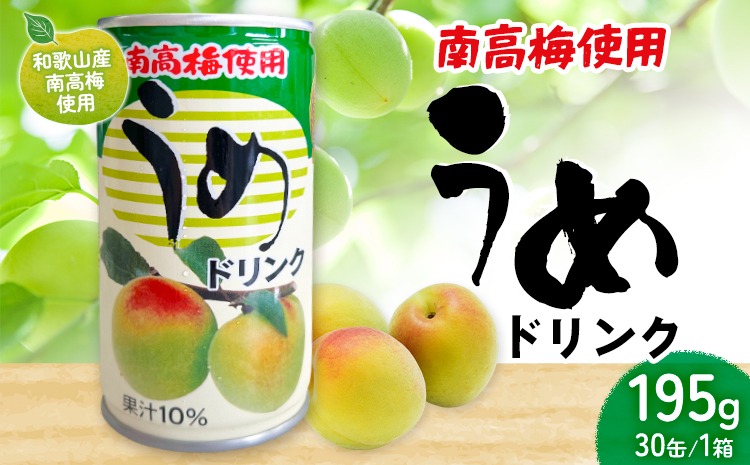 和歌山産 南高梅使用 うめドリンク 果汁10% 30缶 195g/1缶 南海果工