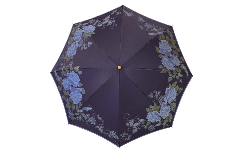 CB086 【槙田商店】晴雨兼用折りたたみ傘 絵おり バラとぶどう