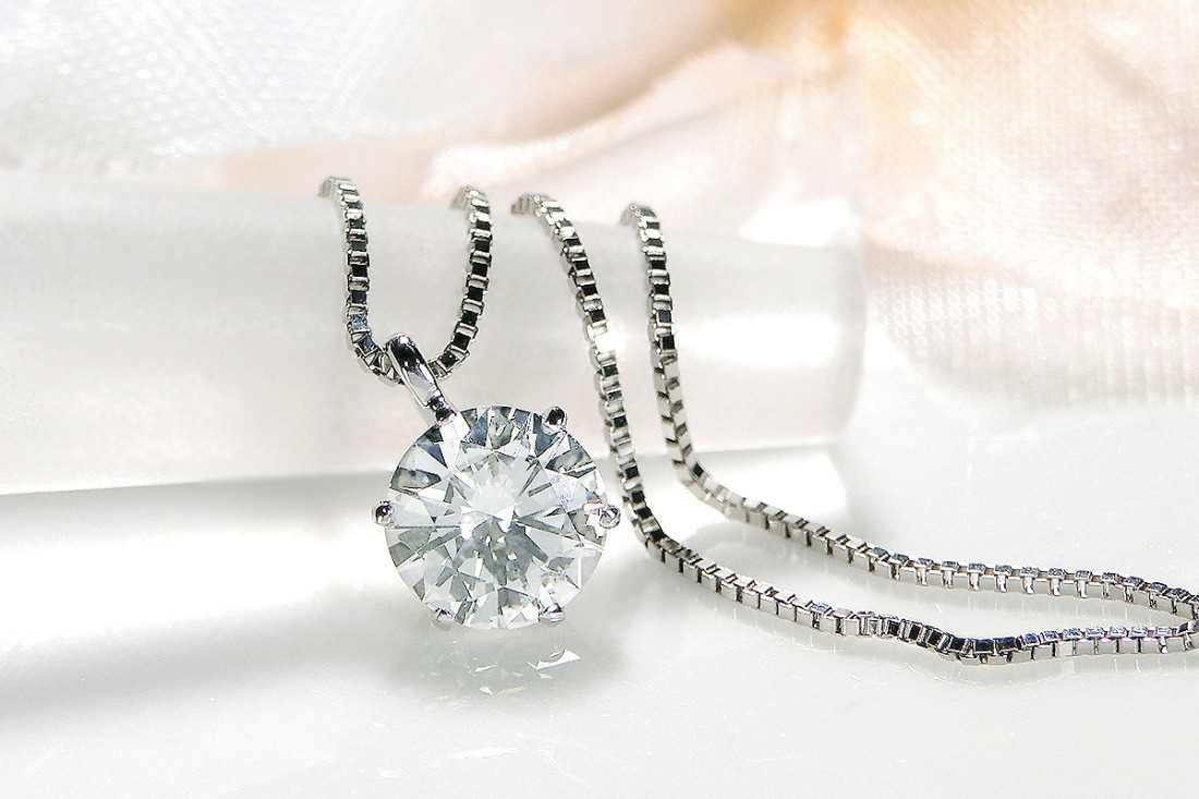 pt900【0.5ct】一粒 ダイヤモンド ネックレス 【H-SI2-Good】【中央