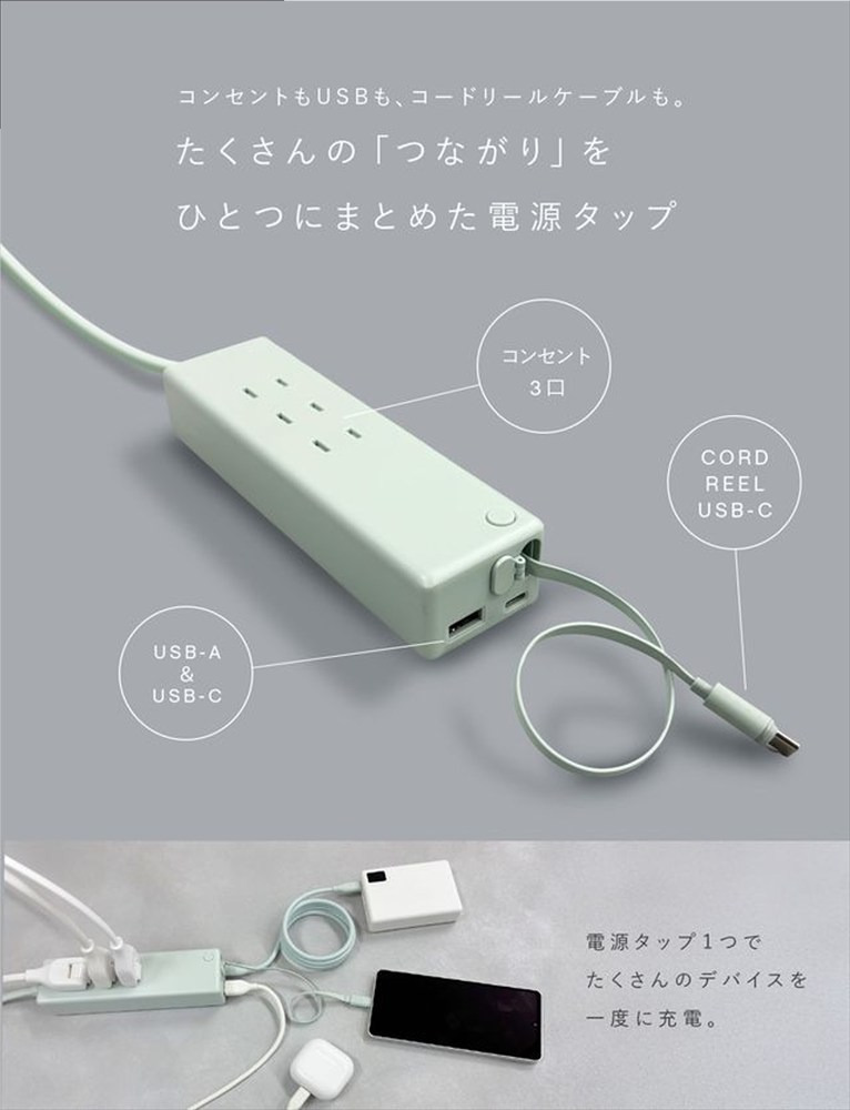 PCNINC Ver.2用ACデーブルタップキット CIO 電源タップ マルチタップ 延長コード 1.5m USB-C×2 USB-A×1 Mate