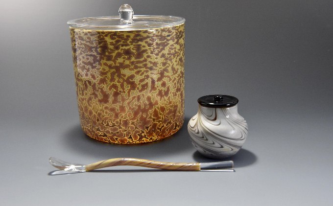 高級ガラス工芸品 みずや〈ガラス 茶道具 セット 茶道 工芸品〉 食器