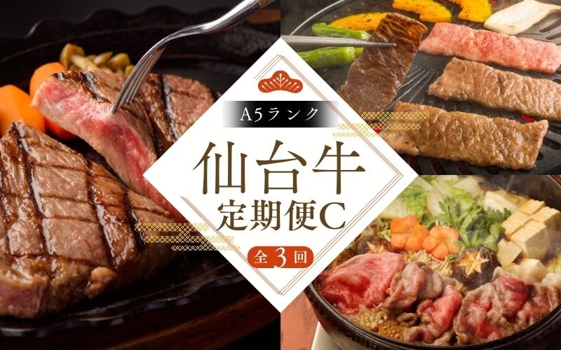 牛肉 仙台牛【全3回 定期便 】 A5 仙台牛 定期便 C 《 肩ロース カルビ