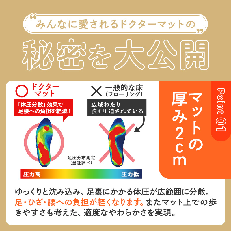 ドクターマット S・107cm・ルージュ ] キッチンマット 厚手 体圧分散
