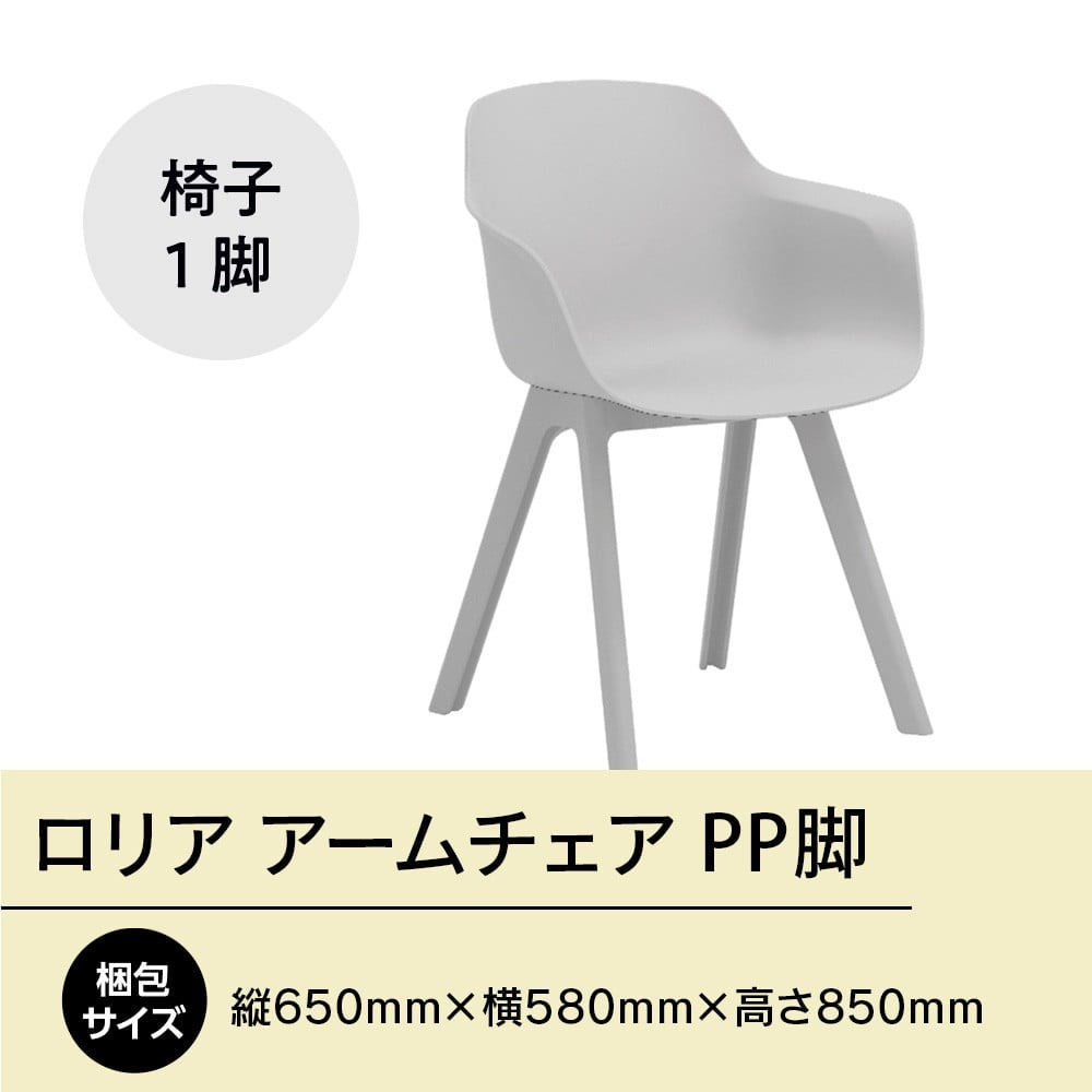 椅子 おしゃれ ロリア アームチェア オフホワイト PP脚 P3003-1WW