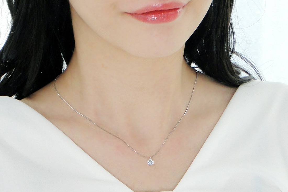 pt900【0.5ct】一粒 ダイヤモンド ネックレス 【H-SI2-Good】【中央