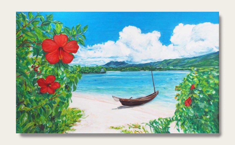 油絵　ふるさとの海 油絵で高級感のある風景画を描きます（53×45cm）（福岡県大刀洗町