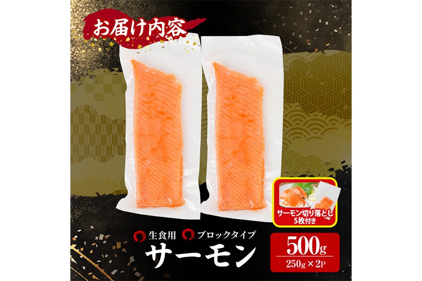 生活応援 サーモン切り落とし5枚付き！生食用 サーモン ブロック(計