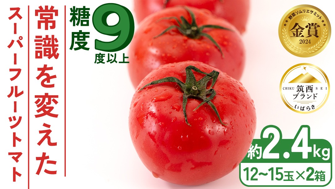 スーパーフルーツトマト 中箱 約1.2kg × 2箱 【大玉 12～15玉/1箱