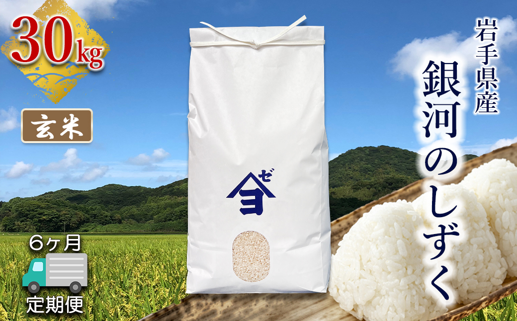 米　8年連続特A! 白米【岩手県産銀河のしずく30kg】 (5kg×6) 定期便6か月】岩手県産銀河のしずく 30kg 玄米 【2600】（岩手県花巻市