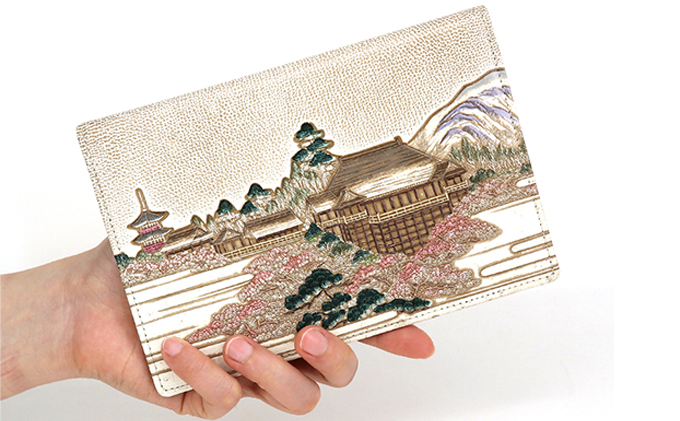 文庫屋大関】パーソナルホルダー 浮世絵 清水寺【皮革工芸品