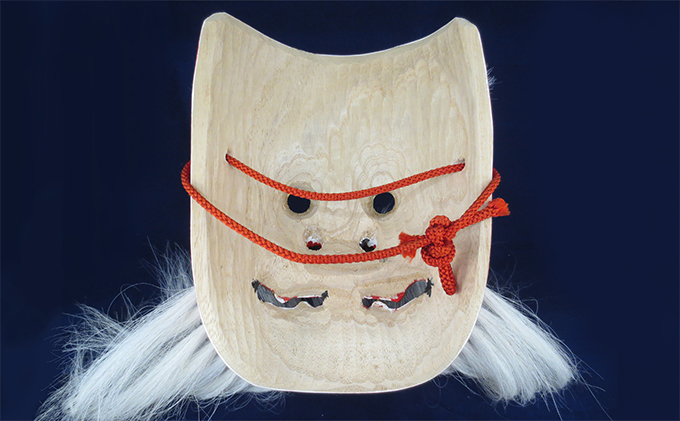 備中神楽面桐一刀彫 猿田彦の命 伯泉作 民芸品 工芸品 （岡山県高梁市