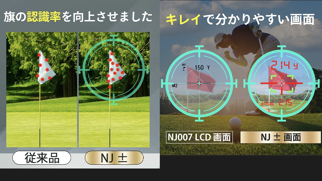 NJ ± (ブラック) ゴルフ 距離計 レーザー距離計 小型 コンパクトサイズ