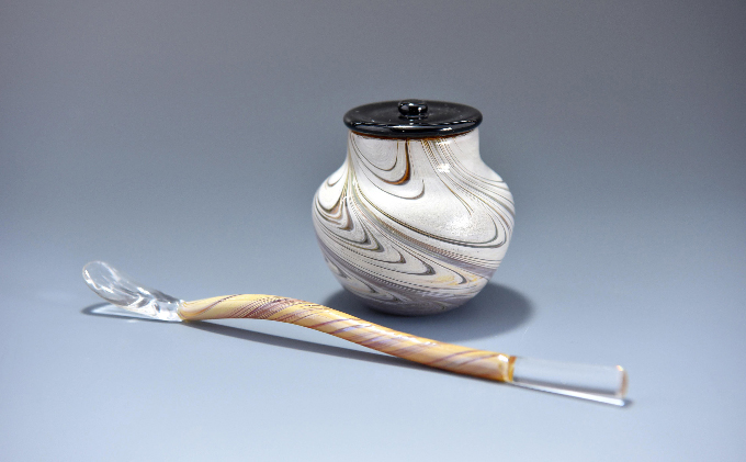 【べっこう茶杓】 と棗　2点セット　茶道具 高級ガラス工芸品 棗と茶杓セット〈高級 ガラス 棗 茶杓 セット 茶道