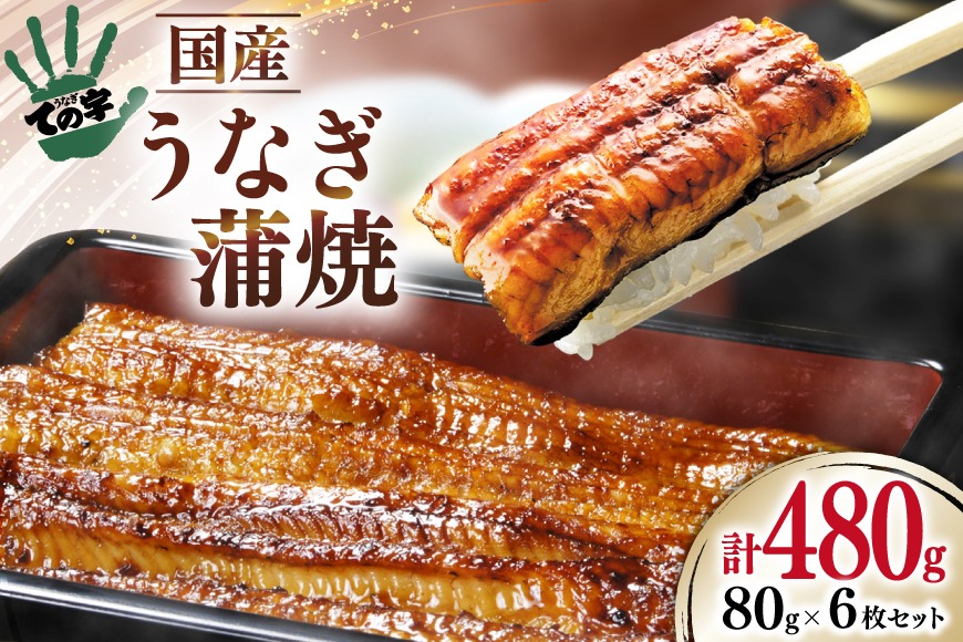 うなぎ 国産 蒲焼 80g ×6 計480g [ての字 静岡県 吉田町
