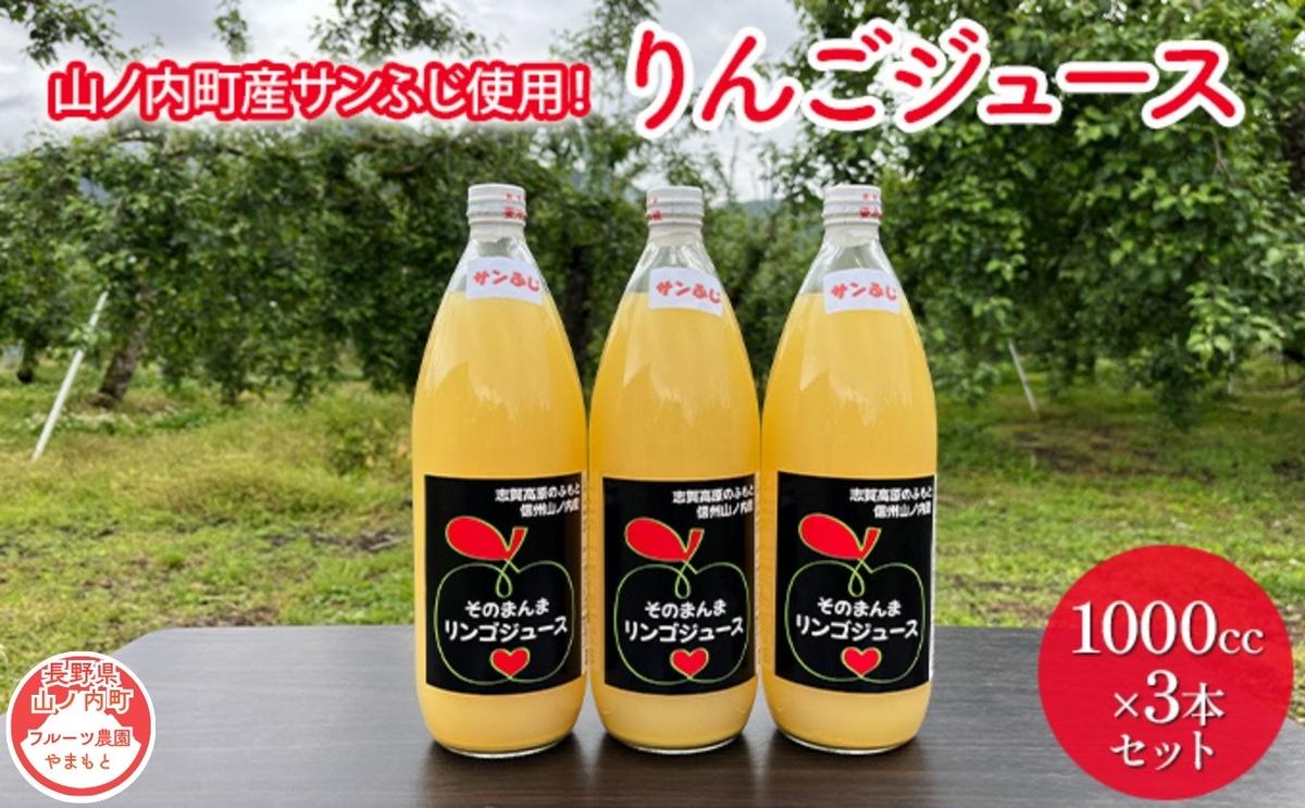 山ノ内町産サンふじ使用！りんごジュース 1000cc×3本セット 果汁飲料