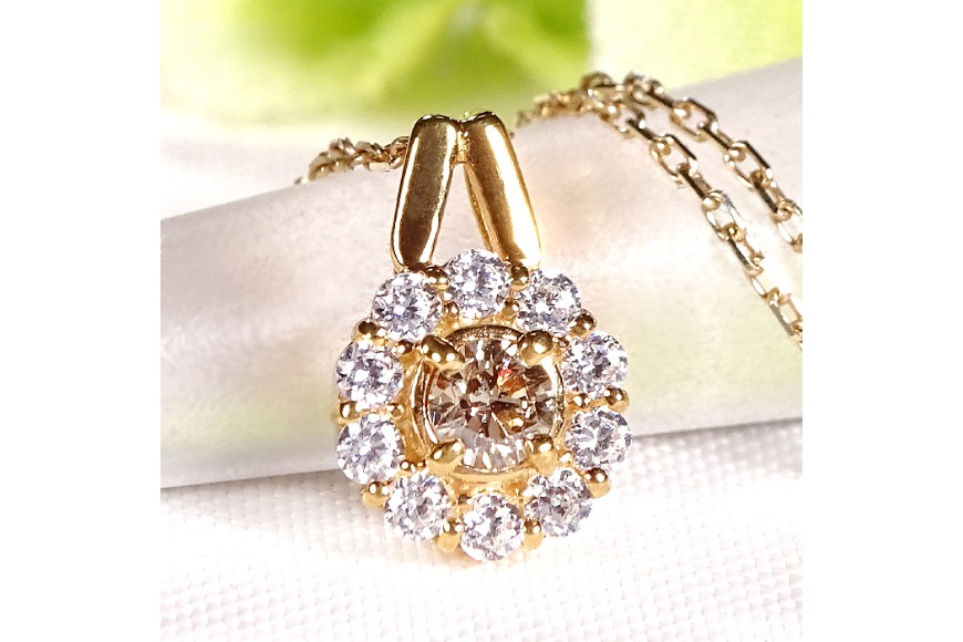 ネックレス K18YG イエローゴールド ブラウンダイヤモンド 0.4ct