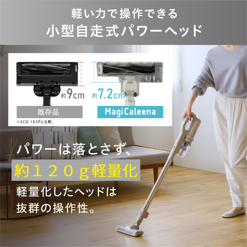 掃除機 2in1 スティッククリーナー (コードレス/自走式) ハンディ コンパ 掃除機 スティッククリーナー MagiCaleena コードレス SCD-123P-H