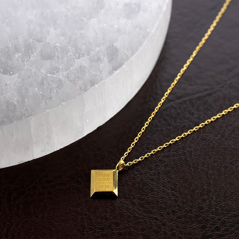 ネックレス 純金 24金 ペンダントトップ レディース インゴット型 24k