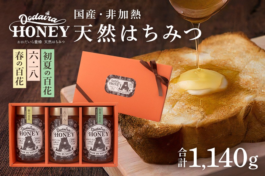 192. 国産天然 非加熱はちみつ 380g 3本セット「春の百花」「6.18