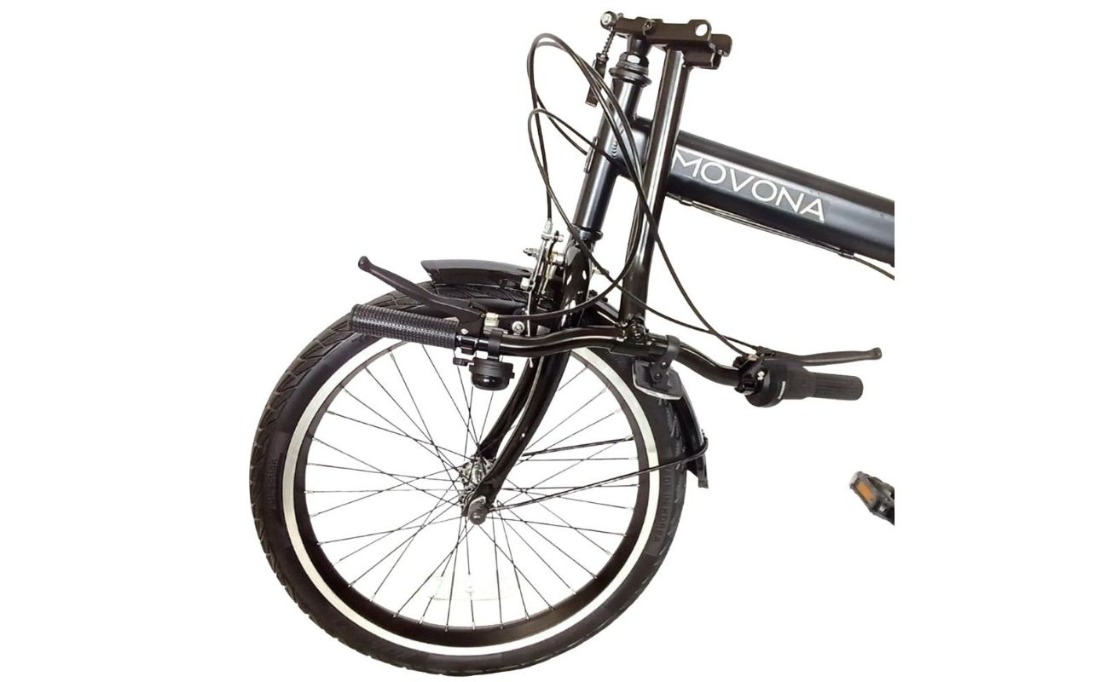 ノーパンク 折りたたみ自転車 MOVONA 20インチ ワイドタイヤ Black