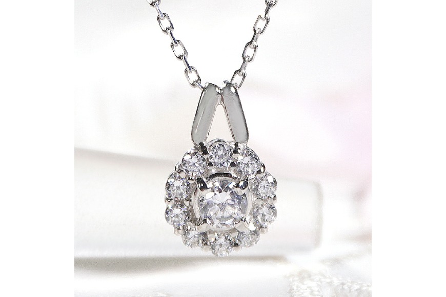 ネックレス プラチナ PT900 ダイヤモンド 0.35ct 取り巻き フラワー
