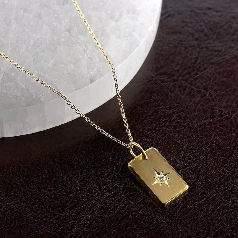 純金 24金 ペンダントトップ ダイヤモンド K24 プレート インゴット型