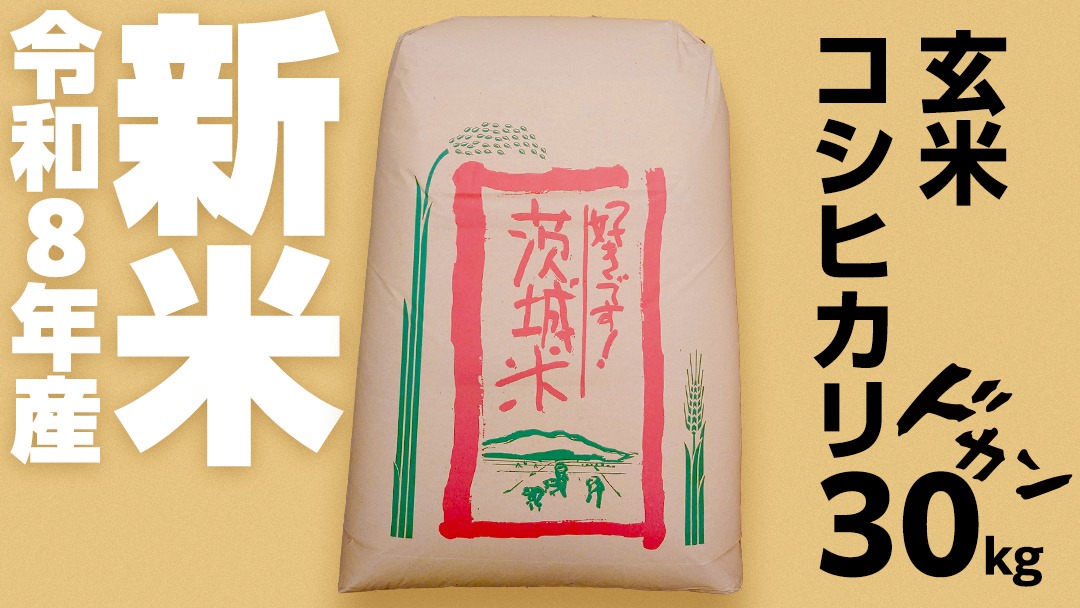 すぐ届く！ 令和8年産 新米 コシヒカリ 玄米 30kg 茨城県つくばみらい