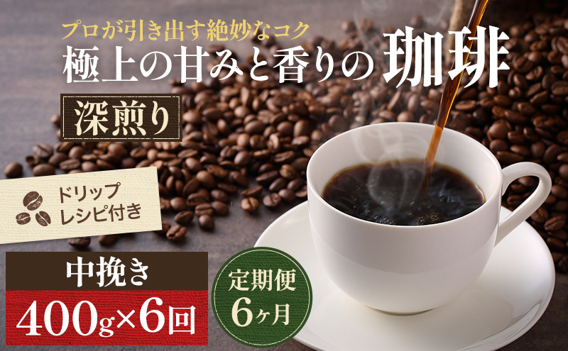 コーヒー 定期便 6ヶ月 極上の甘みと香りの珈琲 中挽き ペーパー・ネル
