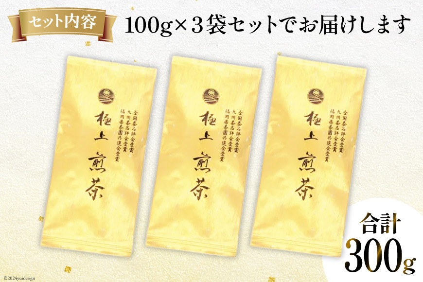 お茶 八女茶 深蒸し煎茶・極上 金 300g（100g×3袋） [Esprit 福岡県