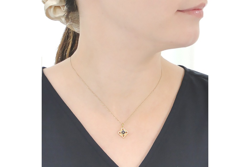 K18 ダイヤ　サファイア　ネックレス　チャーム　ゴールド　ジュエリーマキ ジュエリーマキ ネックレス サファイア 0.28ct ダイヤモンド