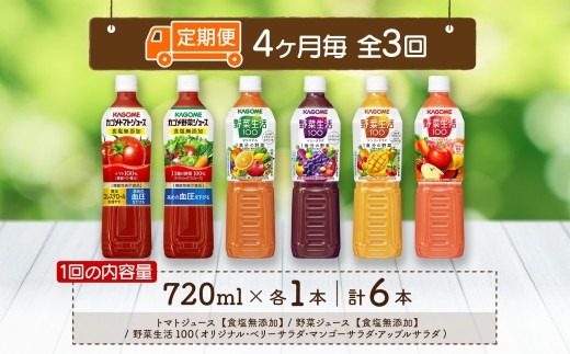 ns038-036 定期便 4ヵ月毎全3回 カゴメ 飲み比べセット6種6本