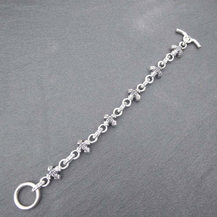 △　ピラミッドブレス シルバー ブレスレット 美品 正規 Pyramid cross bracelet ピラミッド クロス ブレスレット ｜ 腕輪