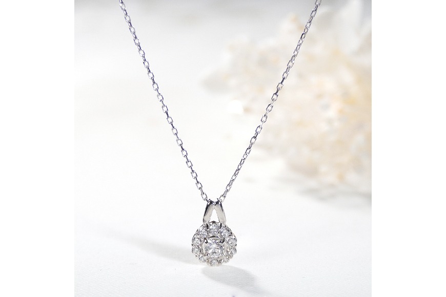 ネックレス プラチナ PT900 ダイヤモンド 0.35ct 取り巻き フラワー