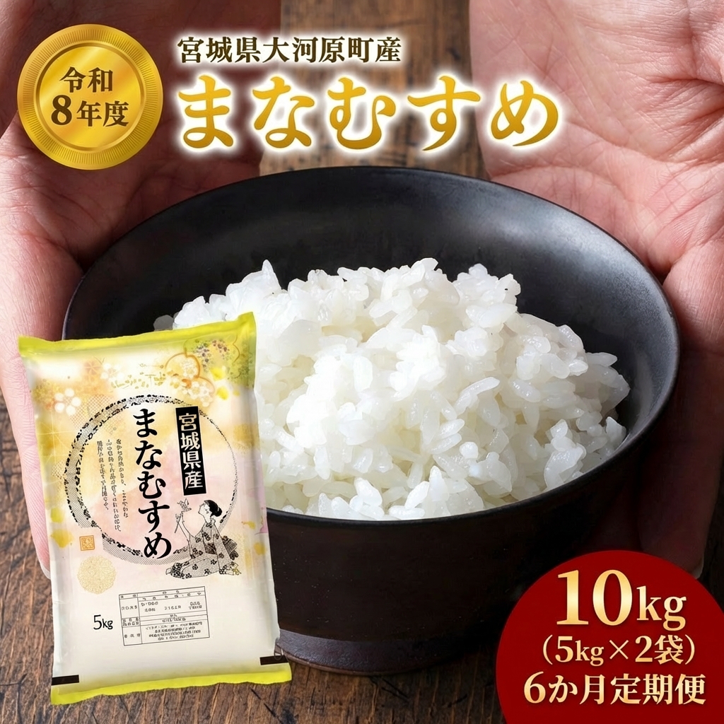 まなむすめ 定期便6回/5kg×2袋 令和8年産 新米 先行予約 宮城県産 米