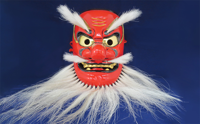 備中神楽面桐一刀彫 猿田彦の命 伯泉作 民芸品 工芸品 （岡山県高梁市