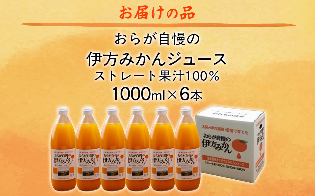 愛媛県産】おらが自慢の伊方みかんジュース（1000ml×6本）ストレート