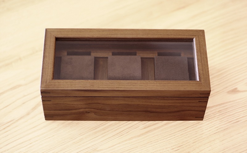 腕時計ケース 3本収納 ウォールナット材 W25×D11.5×H9cm 腕時計 ケース