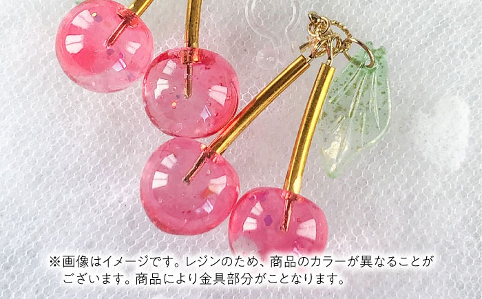 さくらんぼ ノンホールピアス ピンク アクセサリー ハンドメイド