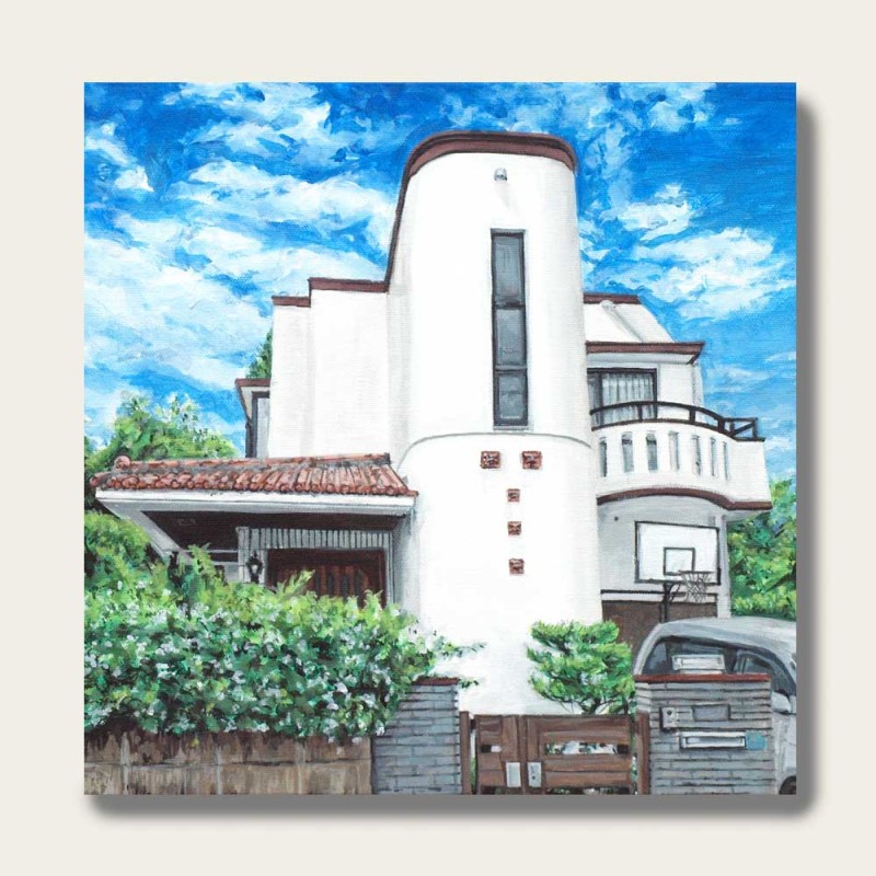 油絵で小さな風景画を細密に描きます（18×18cm）（福岡県大刀洗町