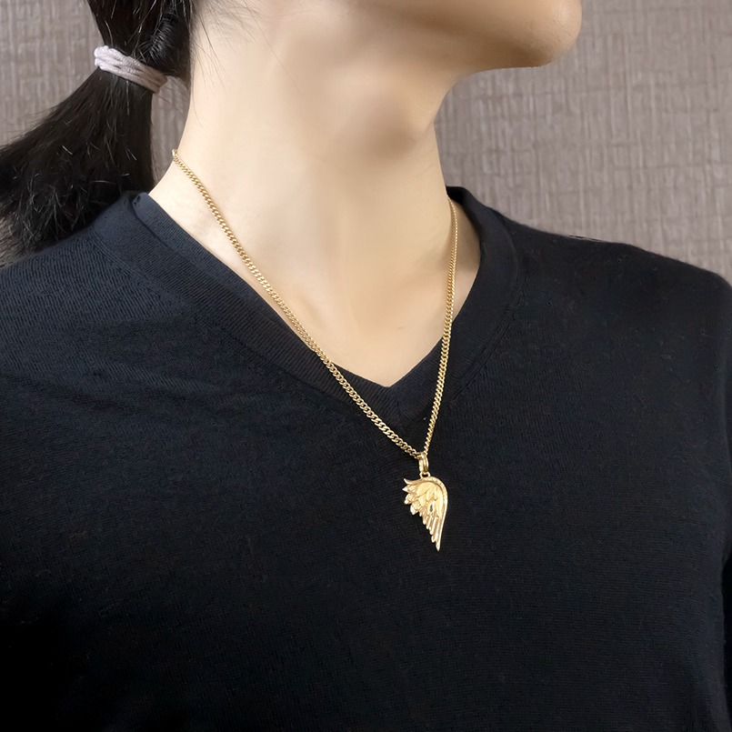 18金 ネックレス メンズ 羽根 翼 ダイヤモンド 喜平用 ペンダント