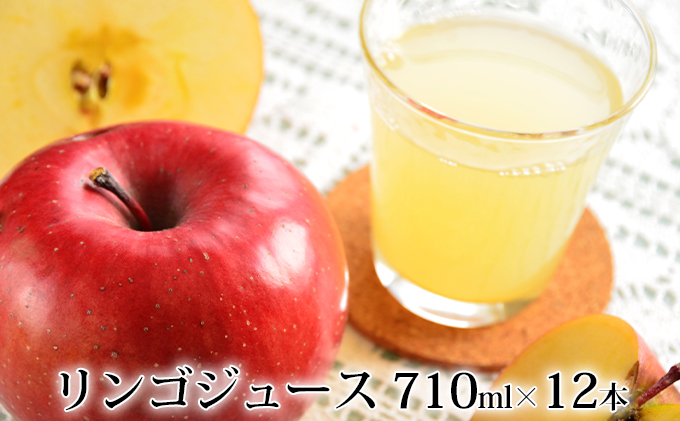 峠のふもと紅果園の完熟！リンゴジュース710ml×12本セット 飲料類 果汁