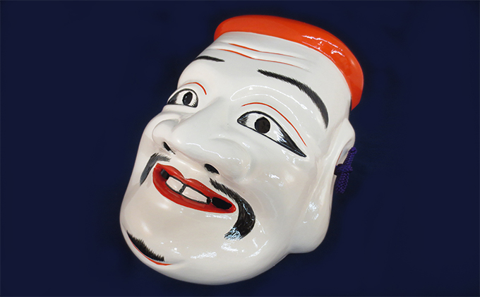 備中神楽面桐一刀彫 大国主の命 伯泉作 民芸品 工芸品 （岡山県高梁市