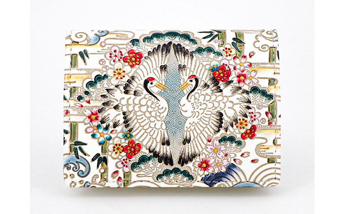 文庫屋大関】箱まち小銭入れ むかい鶴【皮革工芸品】 ファッション小物