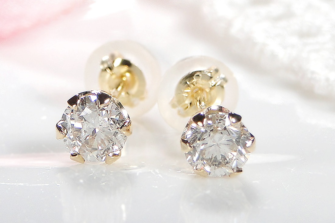 K18YG 【0.6ct】 一粒 ダイヤモンド スタッドピアス Emp0016-18Y