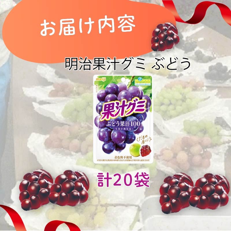 グミ ぶどう詰め合わせセットA 合計100個 明治 果汁グミ ぶどう 54g × 20個 グミ 葡萄 ブドウ お菓子 おやつ