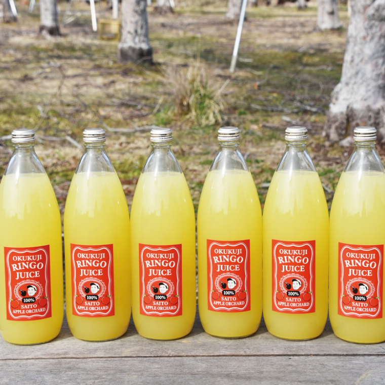 斉藤りんご園の奥久慈りんごジュース（ストレート）1000ml×6 本セット
