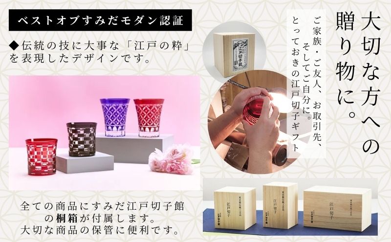 江戸切子 ほっこりオールド 藍 魚子淵に八角篭目 グラス ヒロタグラス